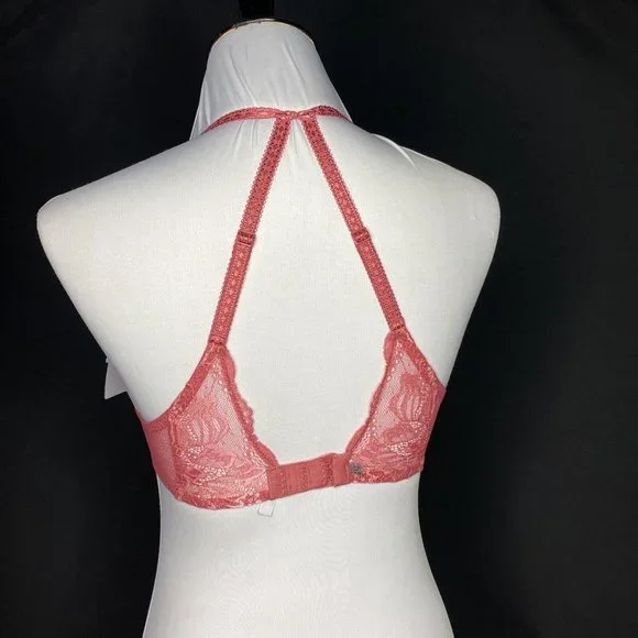 Simone Perele Bra 32C Promesse Padded Rose Pink 3D Plunge Leavers Lace Underwire - Picture 7 of 11